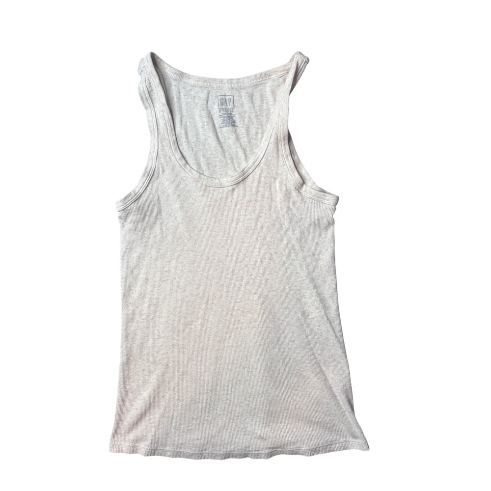 Gap Tank Top Womens XS Beige Ribbed Scoop Neck Sleeveless Basic Layering